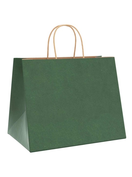 Paperikassit 50 kpl kahvoilla vihreä 32x22x24 cm
