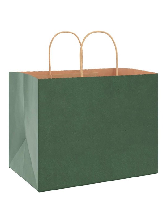 Paperikassit 50 kpl kahvoilla vihreä 32x22x24 cm