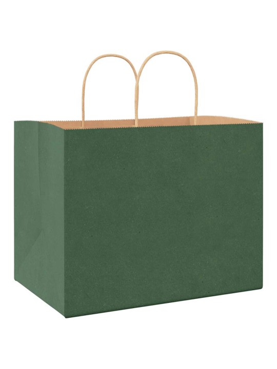 Paperikassit 50 kpl kahvoilla vihreä 32x22x24 cm
