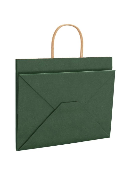 Paperikassit 50 kpl kahvoilla vihreä 32x22x24 cm