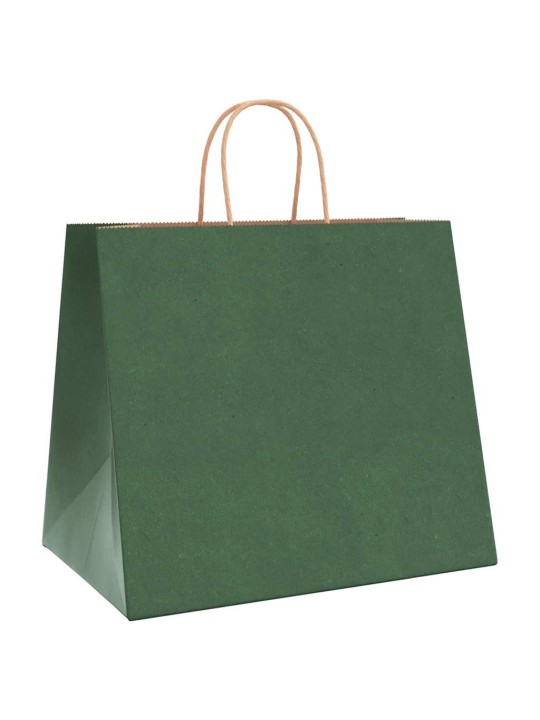 Paperikassit 50 kpl kahvoilla vihreä 32x22x28 cm