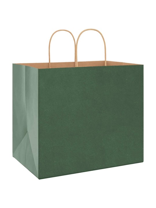 Paperikassit 50 kpl kahvoilla vihreä 32x22x28 cm