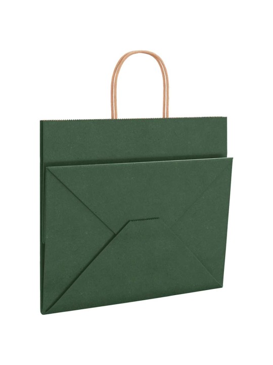Paperikassit 50 kpl kahvoilla vihreä 32x22x28 cm