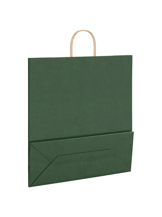Paperikassit 50 kpl kahvoilla vihreä 45x17x48 cm