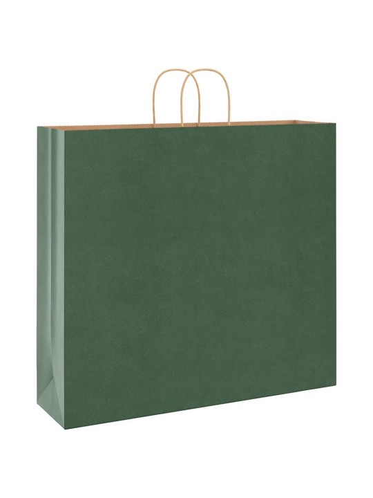 Paperikassit 50 kpl kahvoilla vihreä 54x15x49 cm