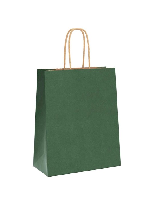 Paperikassit 250 kpl kahvoilla vihreä 18x8x22 cm