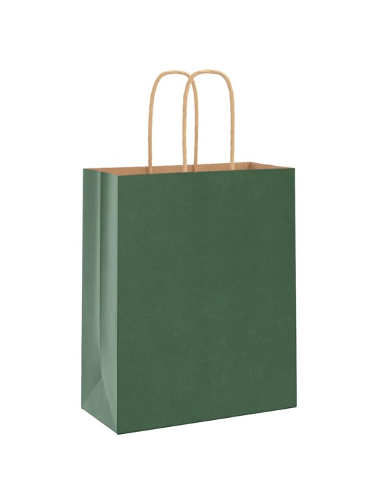 Paperikassit 250 kpl kahvoilla vihreä 18x8x22 cm