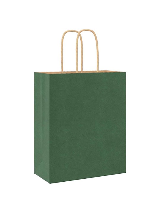 Paperikassit 250 kpl kahvoilla vihreä 18x8x22 cm