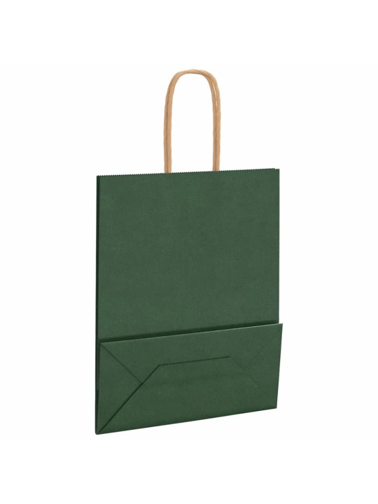 Paperikassit 250 kpl kahvoilla vihreä 18x8x22 cm