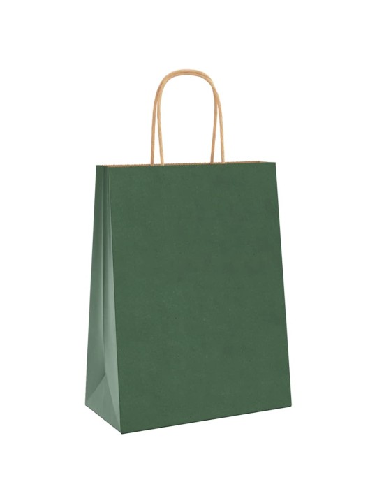Paperikassit 250 kpl kahvoilla vihreä 21x11x28 cm