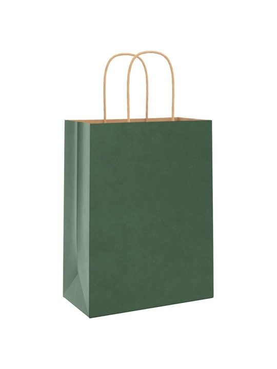 Paperikassit 250 kpl kahvoilla vihreä 21x11x28 cm