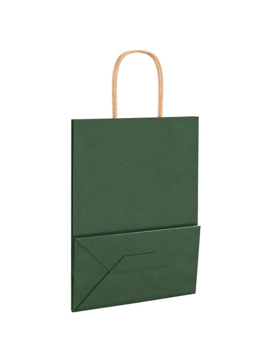 Paperikassit 250 kpl kahvoilla vihreä 21x11x28 cm