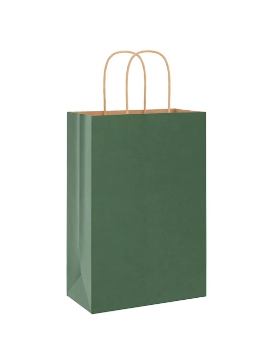 Paperikassit 250 kpl kahvoilla vihreä 21x11x31 cm