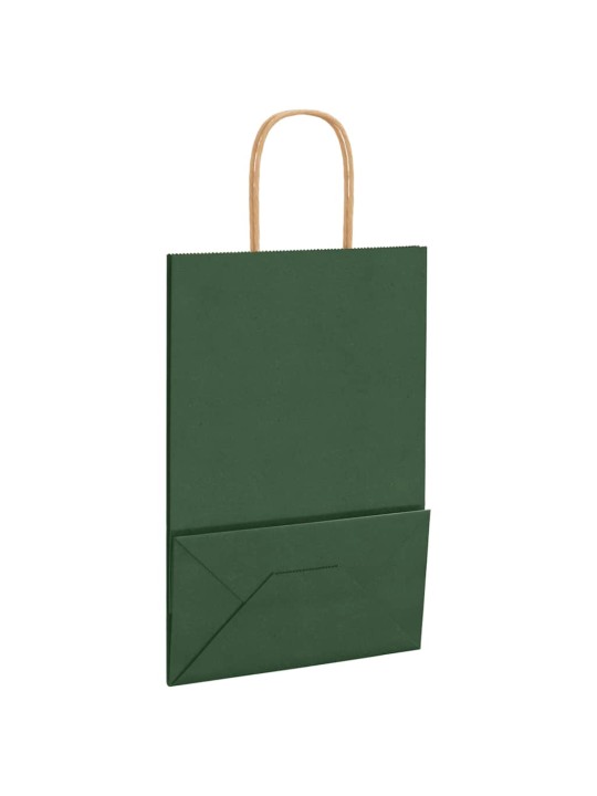 Paperikassit 250 kpl kahvoilla vihreä 21x11x31 cm