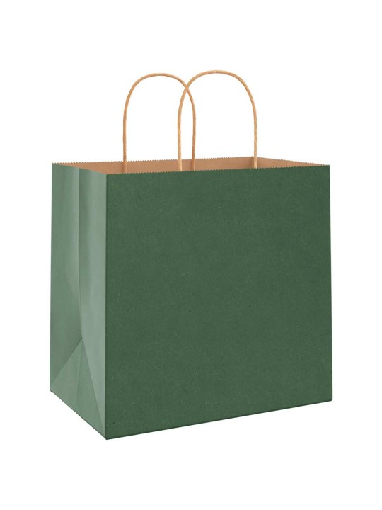 Paperikassit 250 kpl kahvoilla vihreä 26x17x25 cm