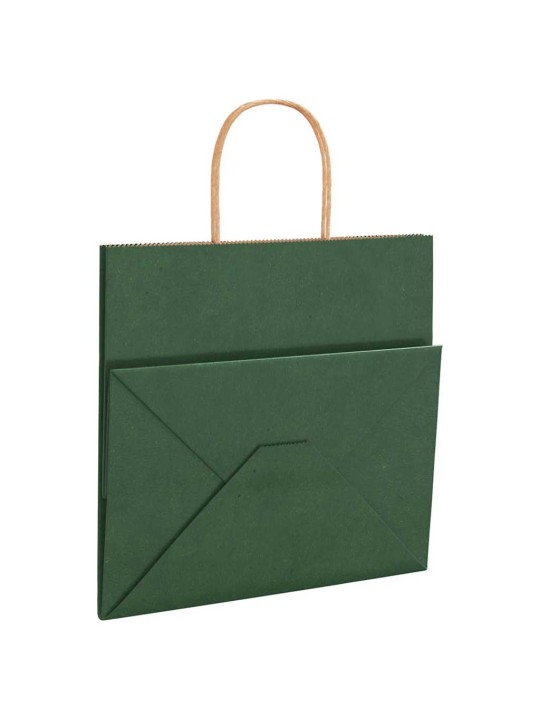 Paperikassit 250 kpl kahvoilla vihreä 26x17x25 cm