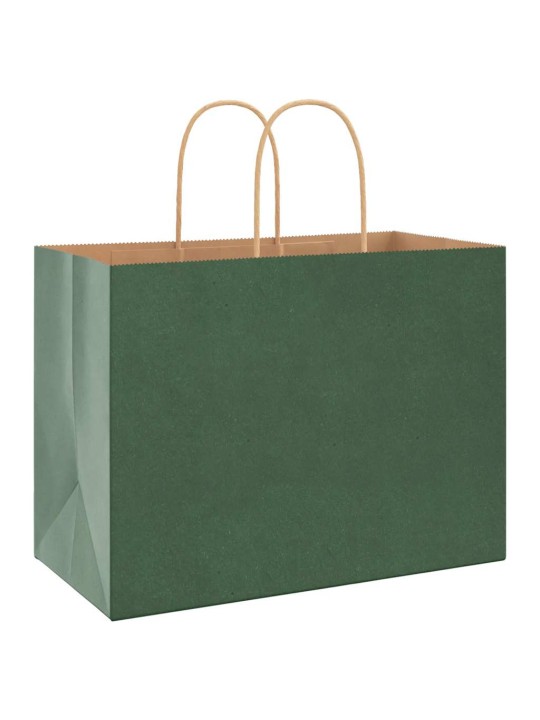 Paperikassit 250 kpl kahvoilla vihreä 32x17x25 cm