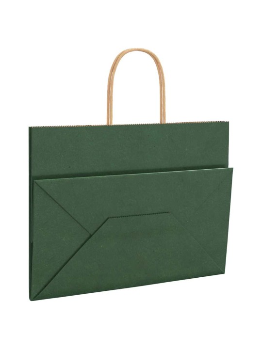 Paperikassit 250 kpl kahvoilla vihreä 32x17x25 cm