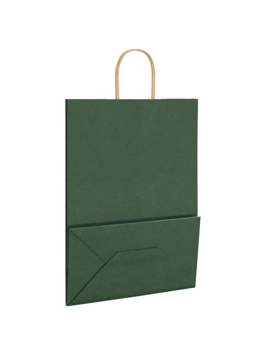 Paperikassit 250 kpl kahvoilla vihreä 32x17x44 cm
