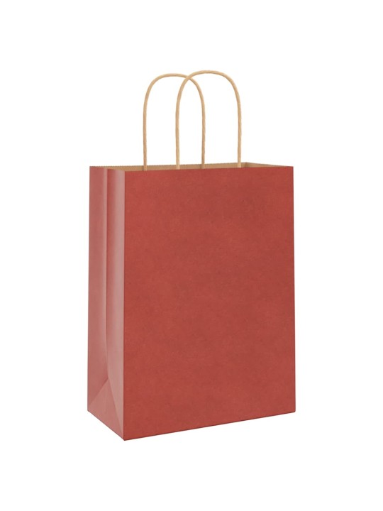 Paperikassit 50 kpl kahvoilla punainen 21x11x28 cm