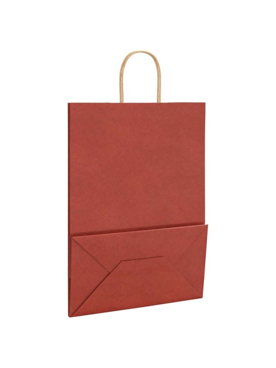 Paperikassit 50 kpl kahvoilla punainen 32x17x44 cm