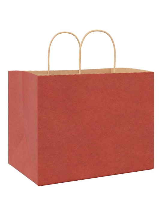 Paperikassit 50 kpl kahvoilla punainen 32x22x24 cm