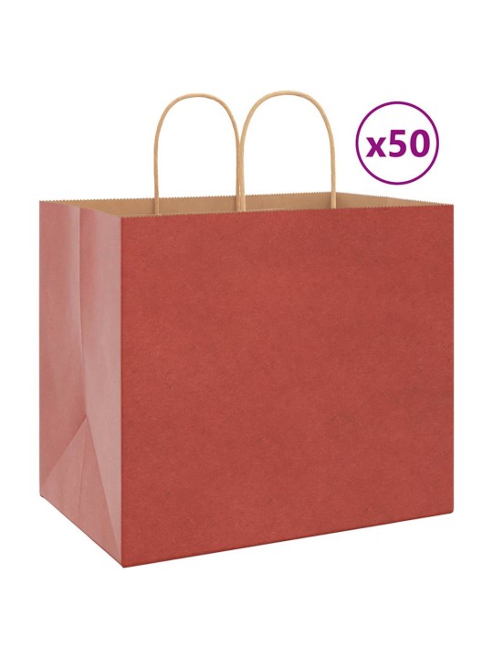 Paperikassit 50 kpl kahvoilla punainen 32x22x28 cm