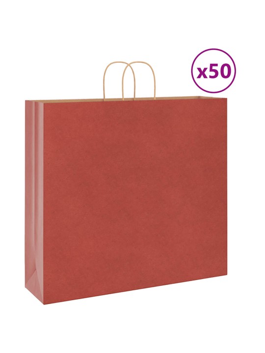 Paperikassit 50 kpl kahvoilla punainen 54x15x49 cm