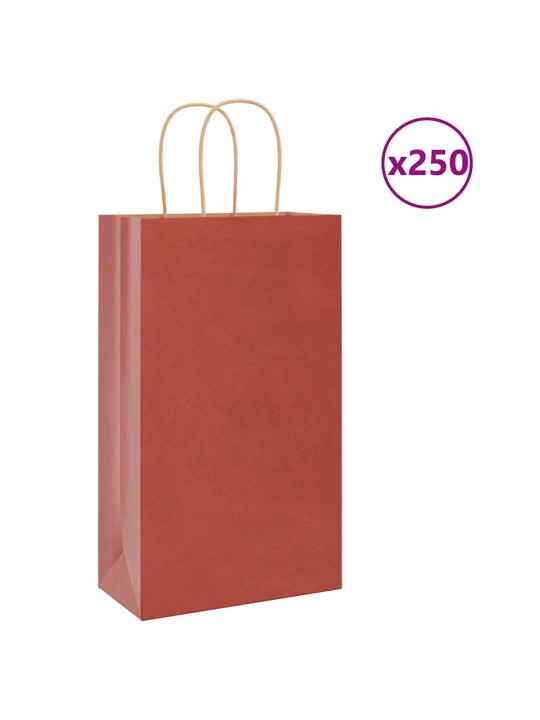 Paperikassit 250 kpl kahvoilla punainen 21x11x36 cm