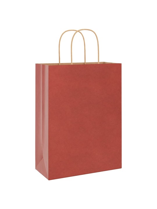 Paperikassit 250 kpl kahvoilla punainen 26x12x35 cm