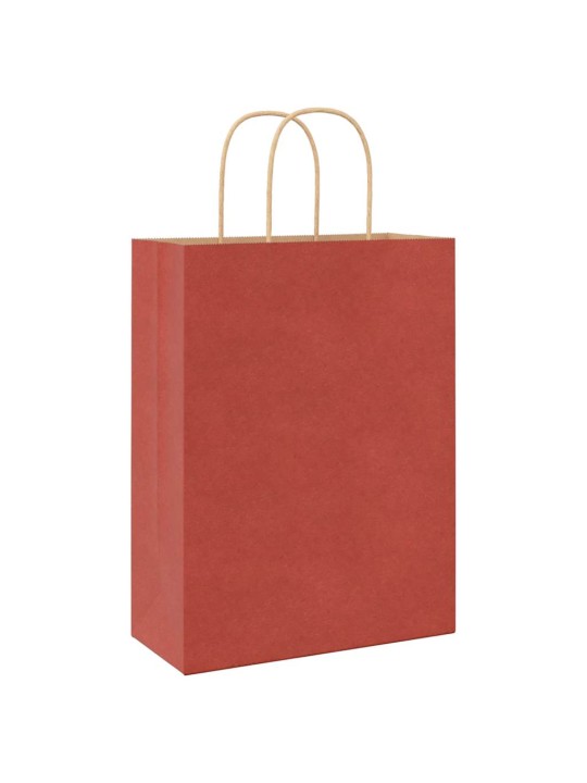 Paperikassit 250 kpl kahvoilla punainen 26x12x35 cm