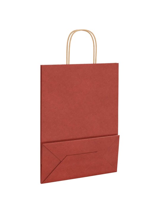 Paperikassit 250 kpl kahvoilla punainen 26x12x35 cm