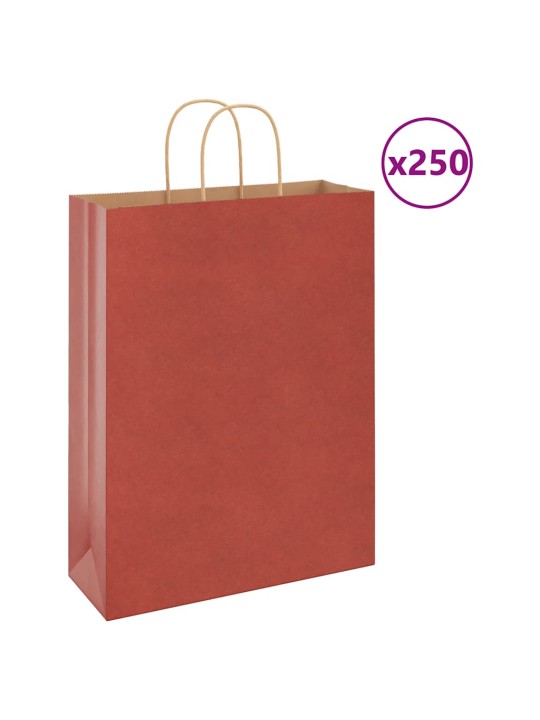 Paperikassit 250 kpl kahvoilla punainen 32x12x42 cm
