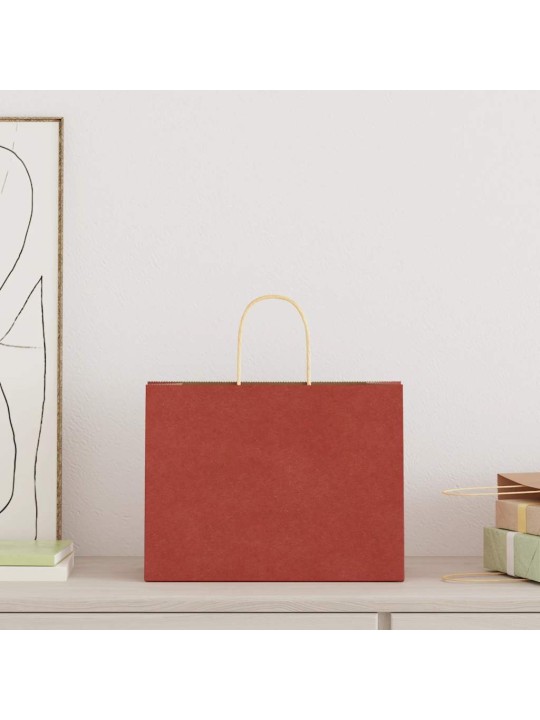 Paperikassit 250 kpl kahvoilla punainen 32x17x25 cm