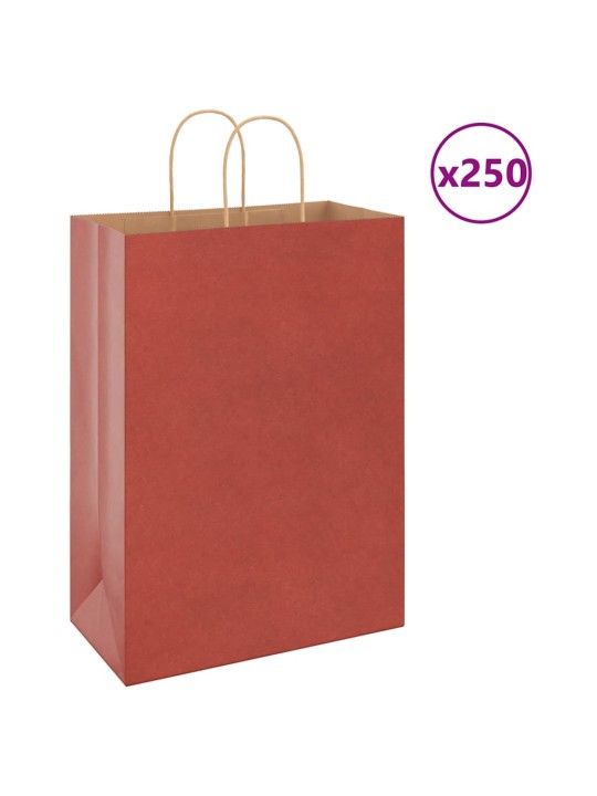 Paperikassit 250 kpl kahvoilla punainen 32x17x44 cm