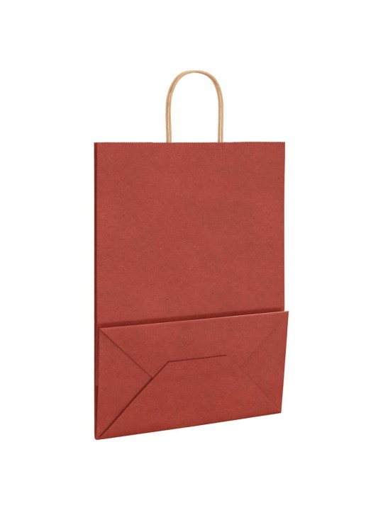 Paperikassit 250 kpl kahvoilla punainen 32x17x44 cm
