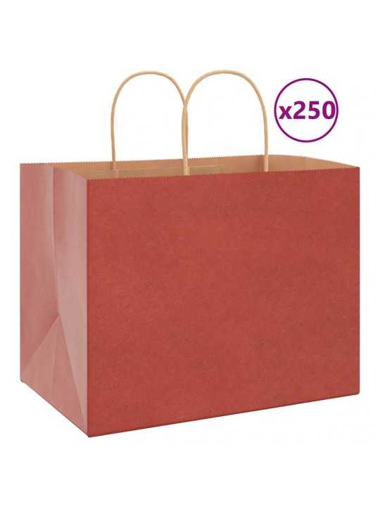 Paperikassit 250 kpl kahvoilla punainen 32x22x24 cm