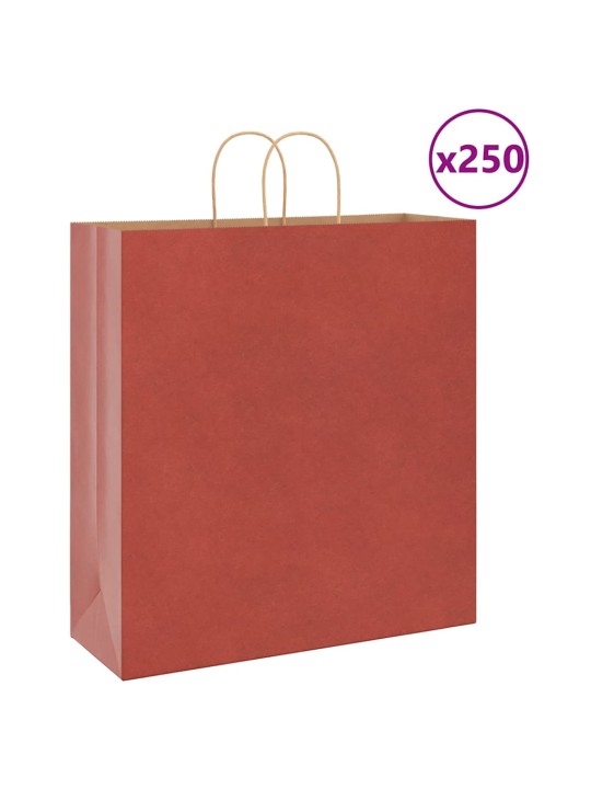 Paperikassit 250 kpl kahvoilla punainen 45x17x48 cm