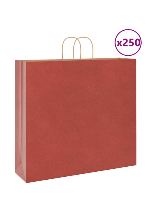 Paperikassit 250 kpl kahvoilla punainen 54x15x49 cm
