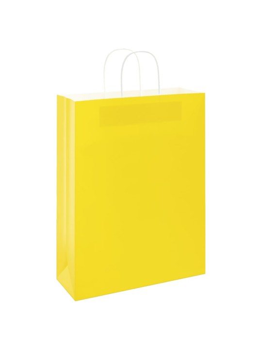 Paperikassit 50 kpl kahvoilla keltainen 32x12x42 cm