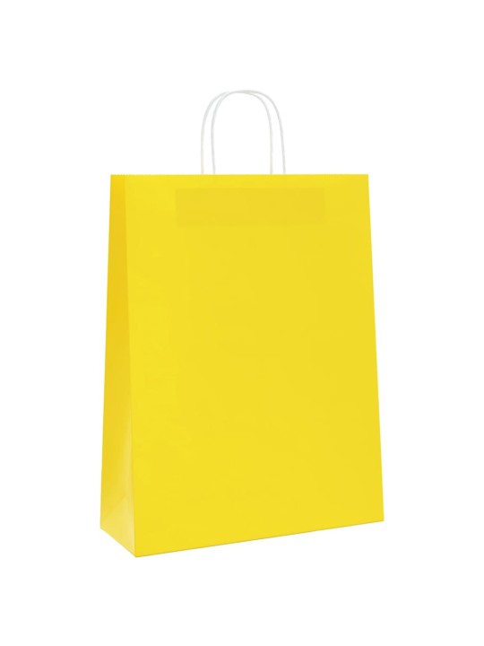 Paperikassit 50 kpl kahvoilla keltainen 32x12x42 cm