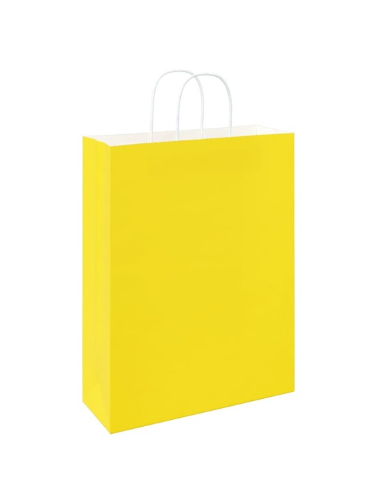 Paperikassit 50 kpl kahvoilla keltainen 32x12x42 cm