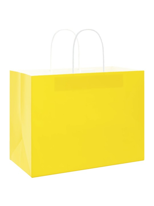 Paperikassit 50 kpl kahvoilla keltainen 32x17x25 cm