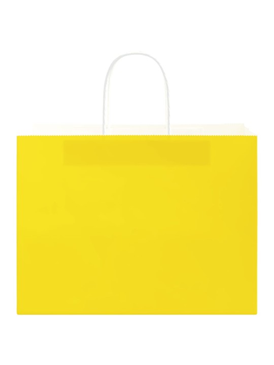 Paperikassit 50 kpl kahvoilla keltainen 32x17x25 cm