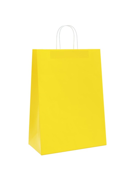 Paperikassit 50 kpl kahvoilla keltainen 32x17x44 cm