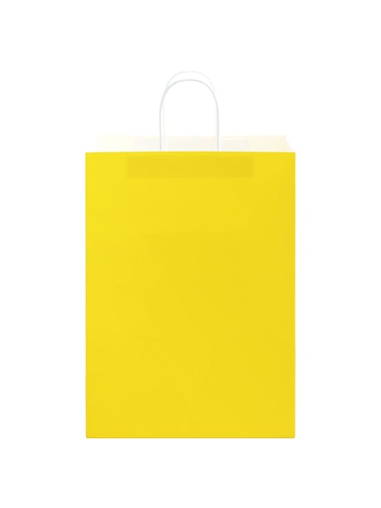 Paperikassit 50 kpl kahvoilla keltainen 32x17x44 cm
