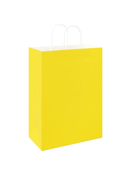 Paperikassit 50 kpl kahvoilla keltainen 32x17x44 cm