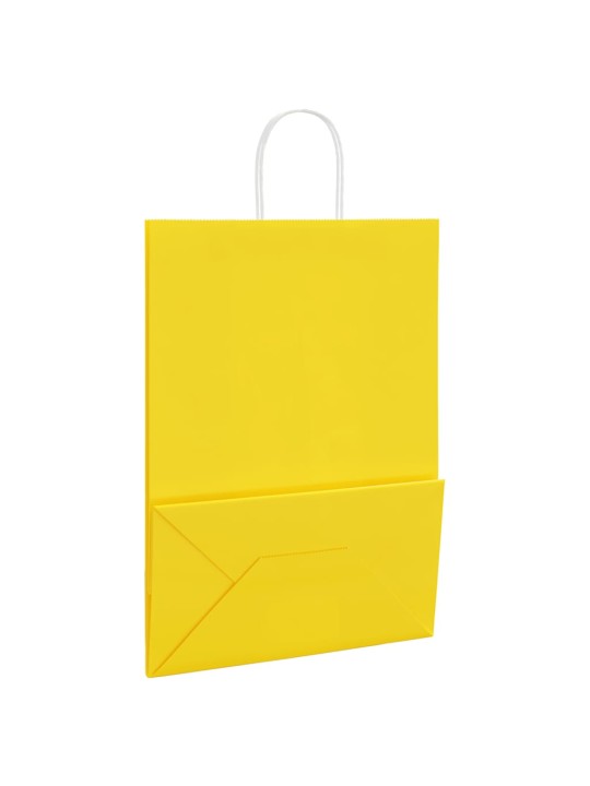 Paperikassit 50 kpl kahvoilla keltainen 32x17x44 cm