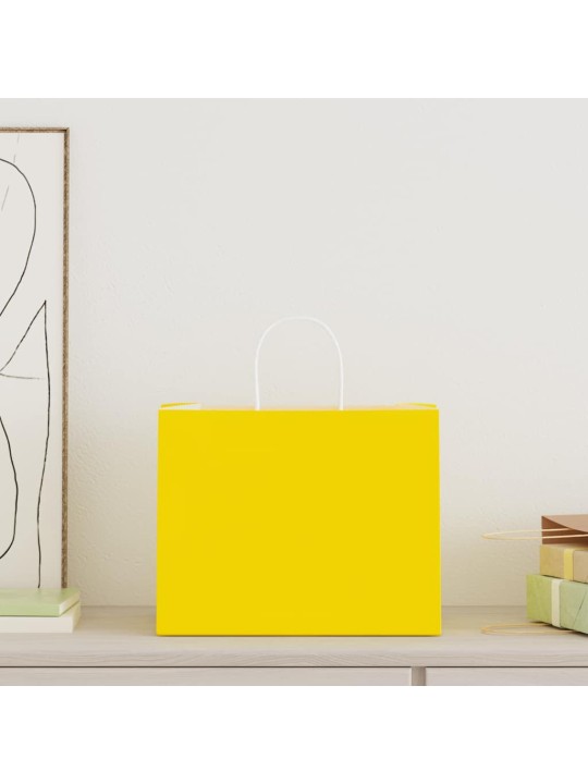 Paperikassit 50 kpl kahvoilla keltainen 32x22x24 cm