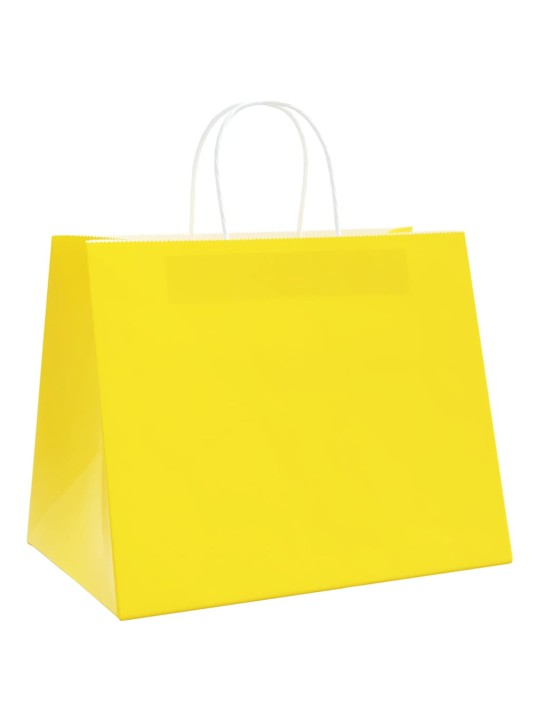 Paperikassit 50 kpl kahvoilla keltainen 32x22x24 cm